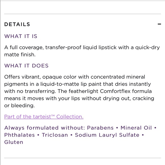 Tarte Quick Dry Matte Lip Paint - Salty - Picture 4 of 4